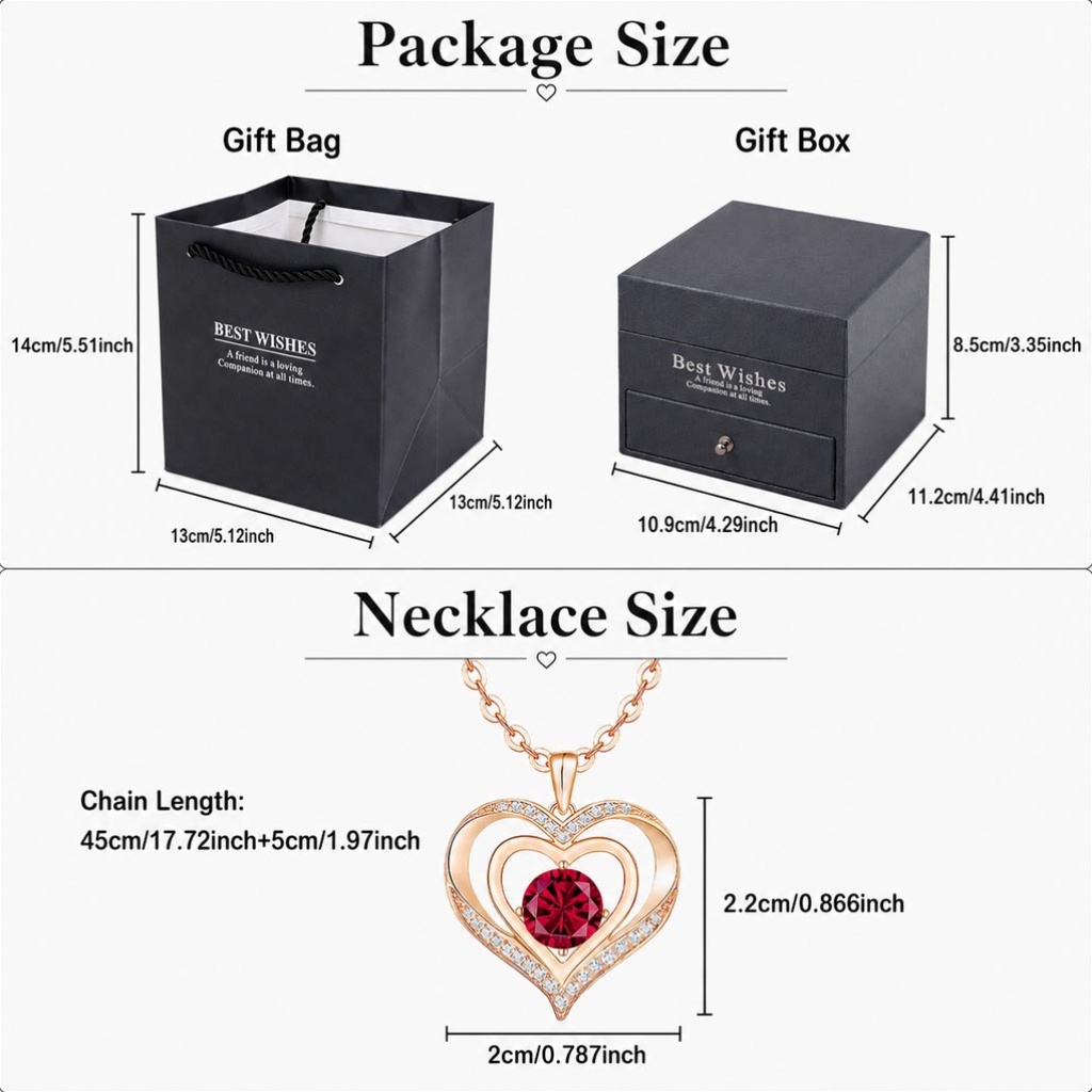 Hollow Heart Round Birthstone Synthetic Zirconia Necklace